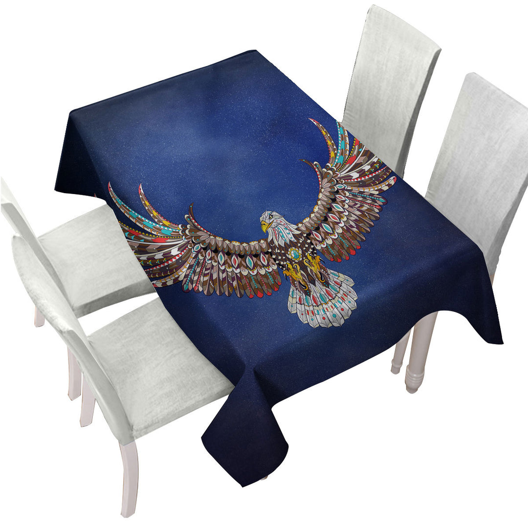 Tablecloths with Multi Colored Royal Bald Eagle