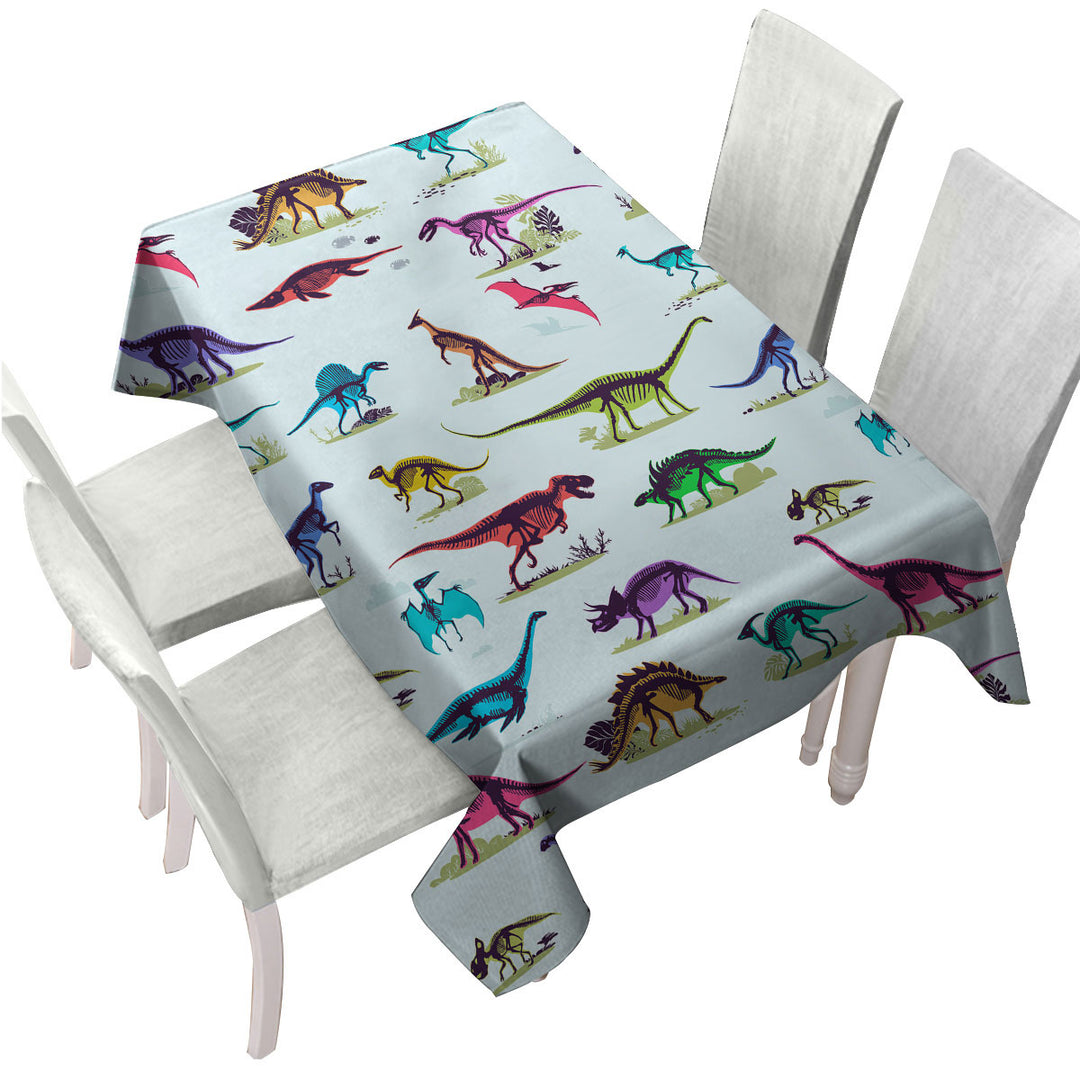 Tablecloths with Multi Colored X rays of Dinosaurs