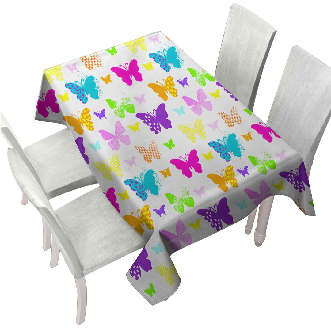 Tablecloths with Multi Patterns Colorful Butterflies
