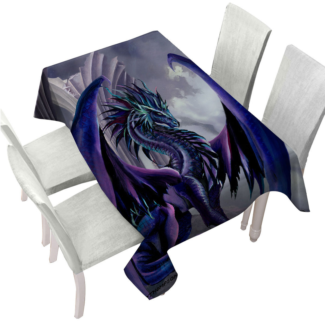 Tablecloths with Night Shade Cool Purplish Dragon