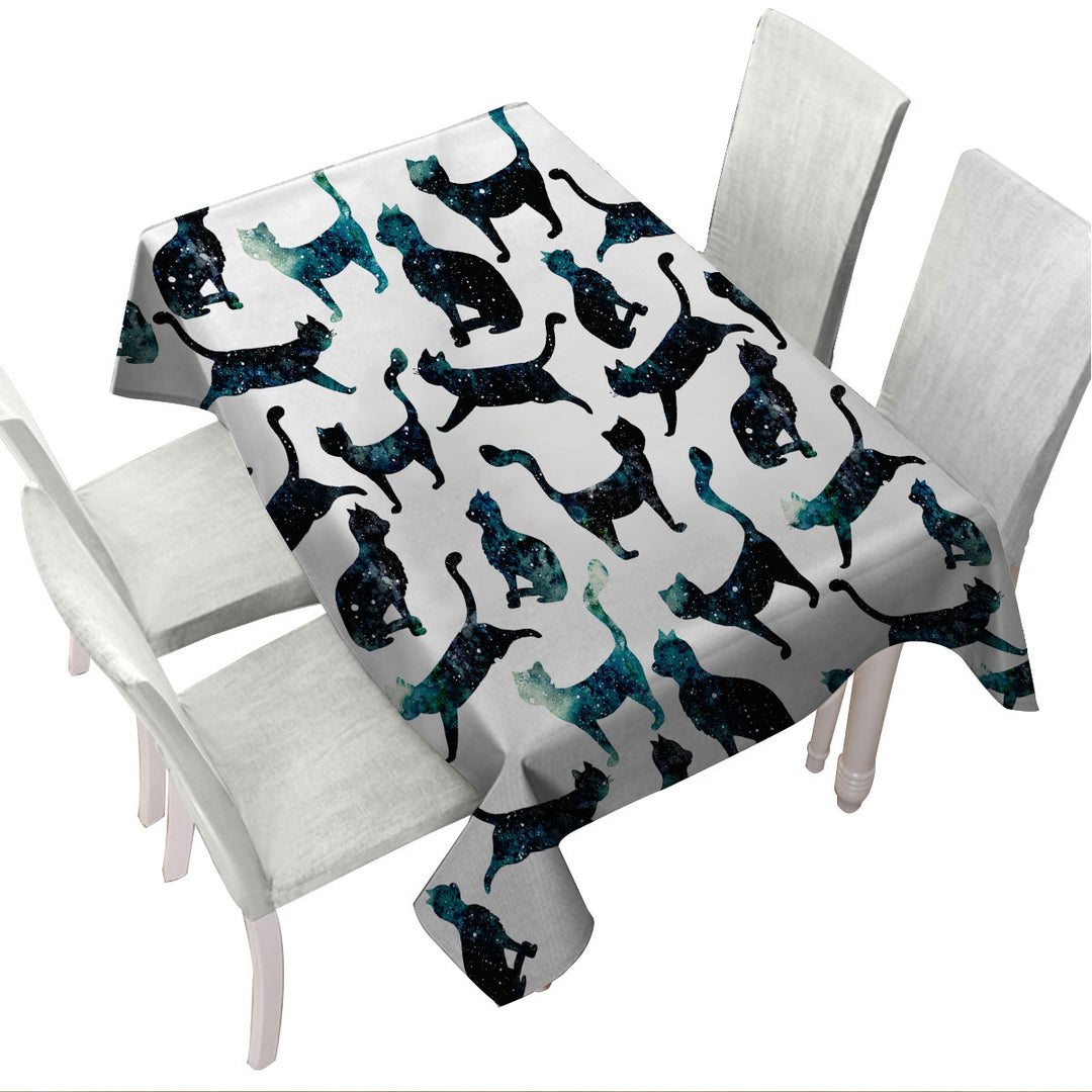 Tablecloths with Night Skies Cats