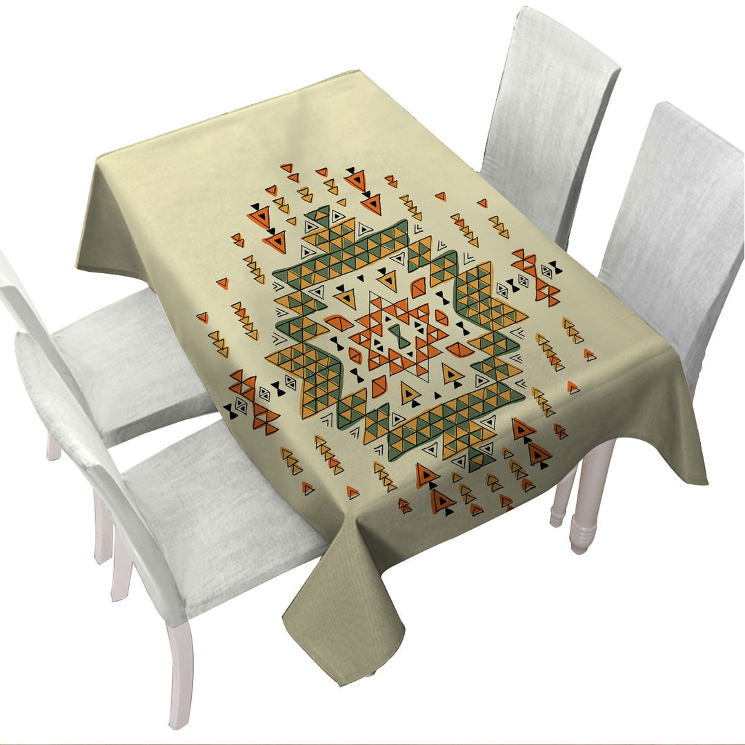 Tablecloths with Orange Green Aztec