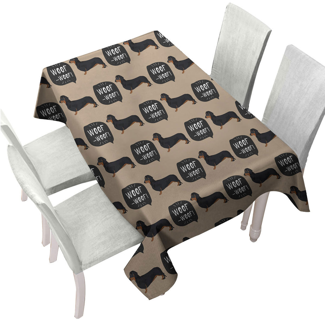 Tablecloths with Pattern of Cute Black Dachshund