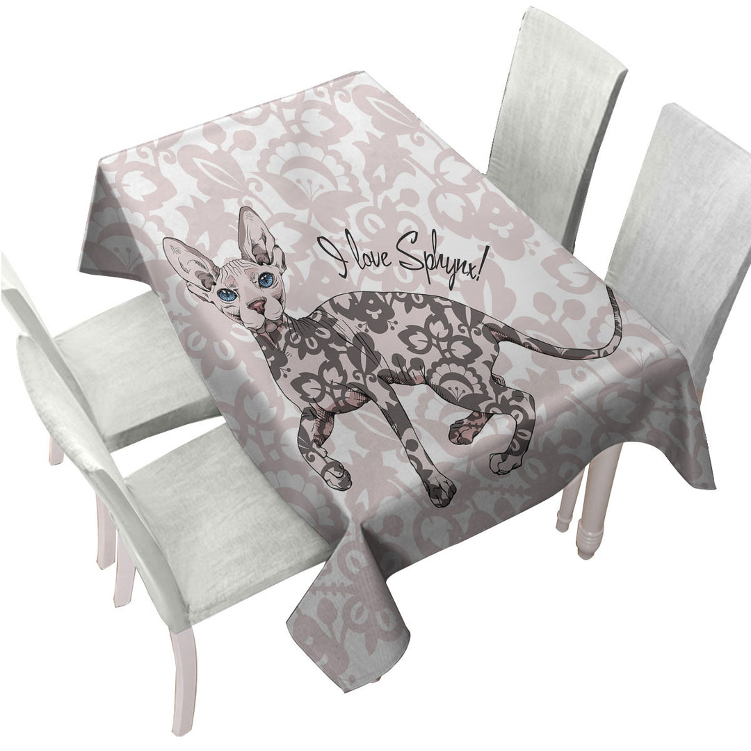 Tablecloths with Pinkish Floral Pattern Sphynx Cat