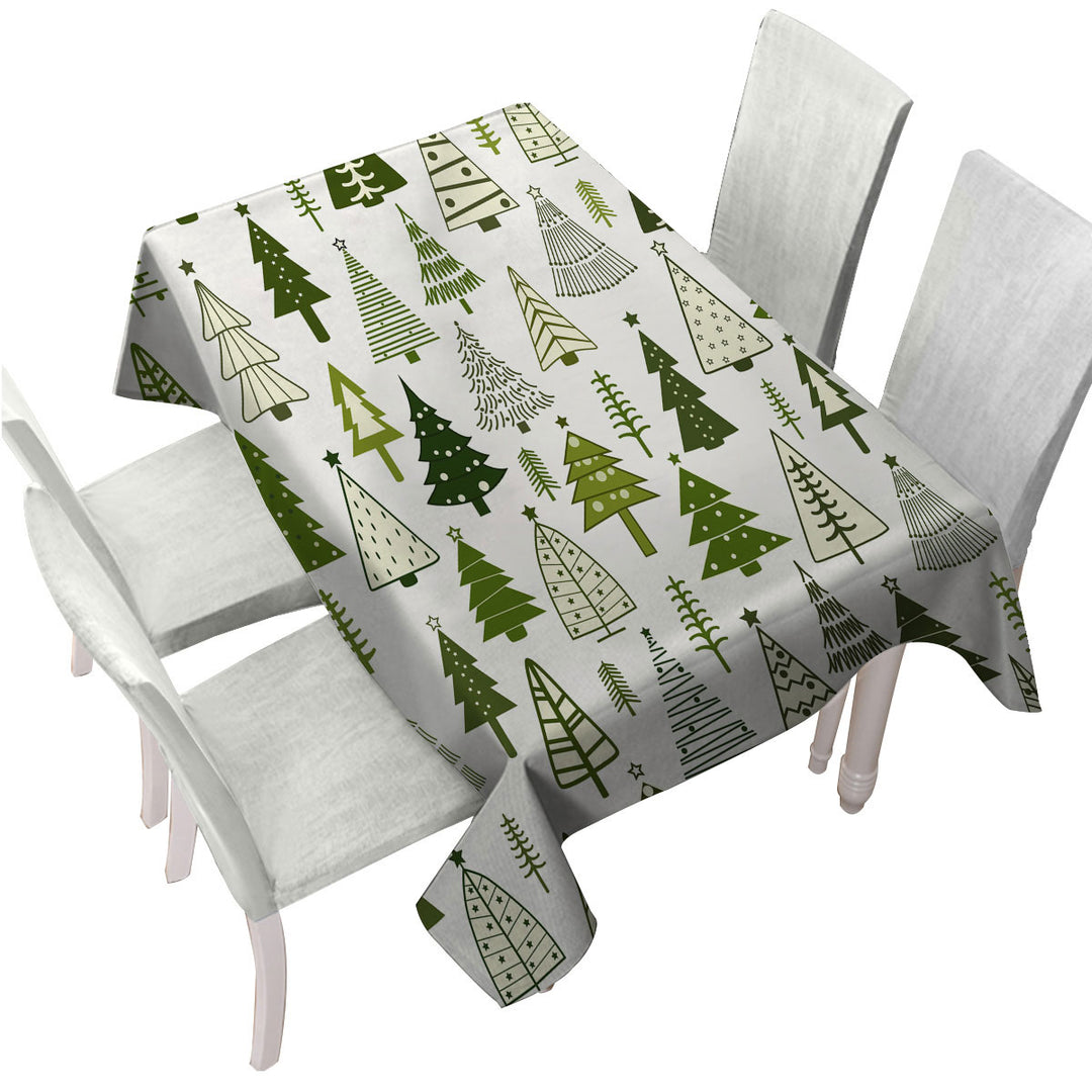Tablecloths with Simple Drawing Christmas Trees