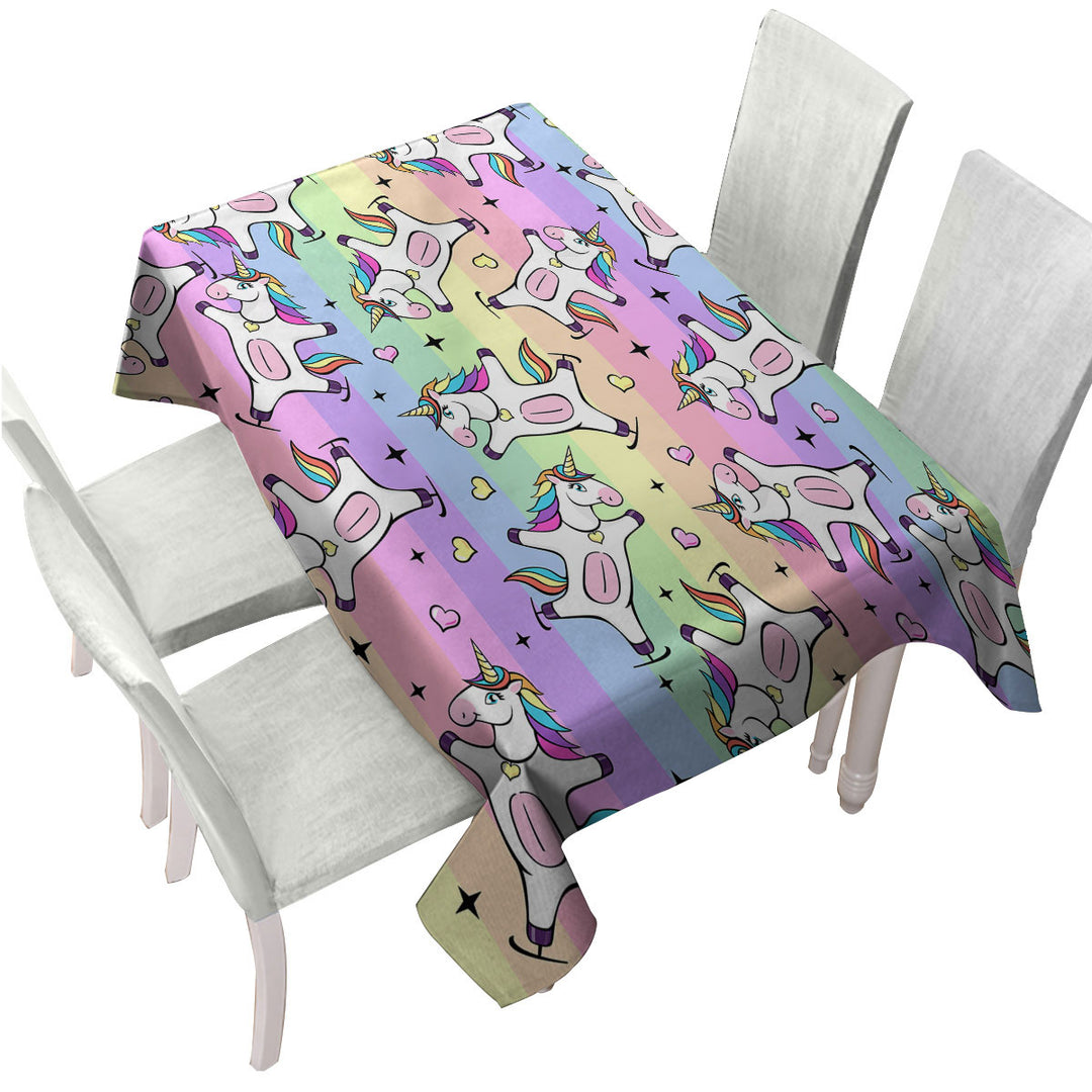 Tablecloths with Sweetheart Rainbow Unicorns