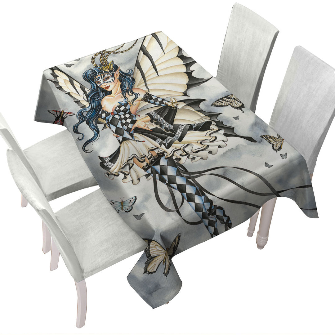 Tablecloths with Symphony in Black and White Butterflies Fairy