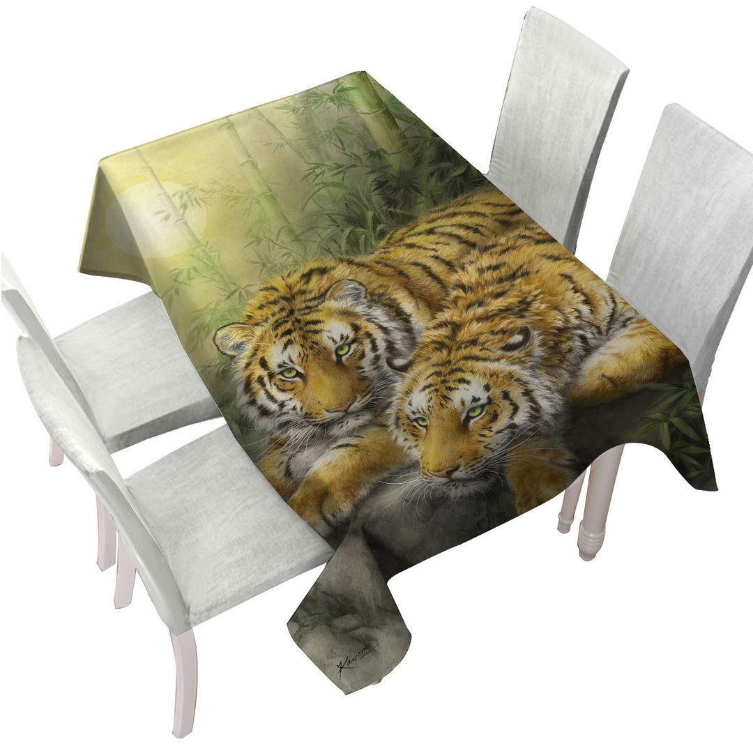 Tablecloths with Wild Animals Art Tigers Forest Morning