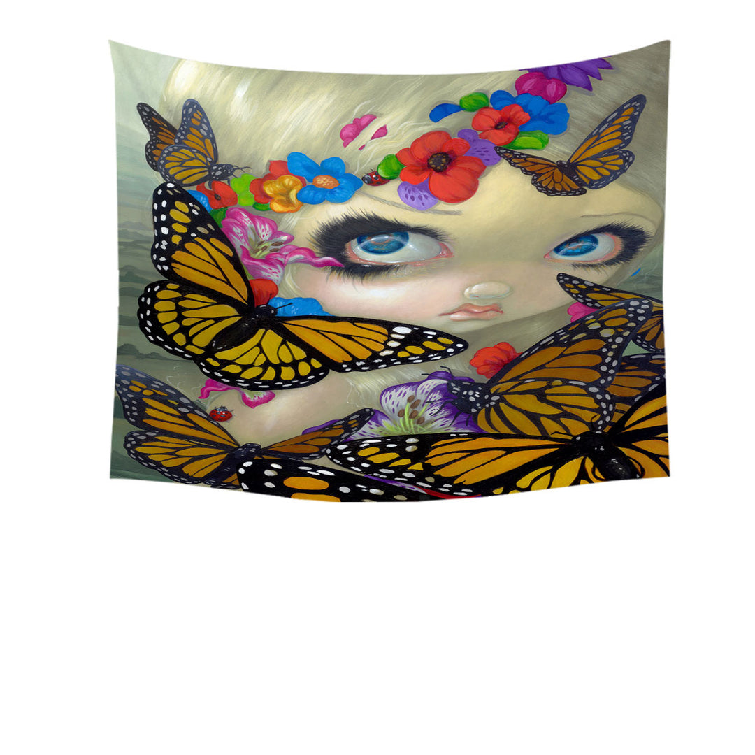 Tara Floral Girl and Butterflies Tapestry