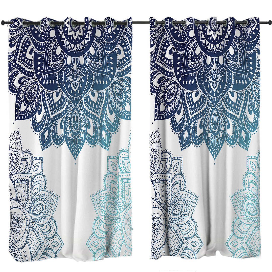 Teal Blue Mandala Curtain