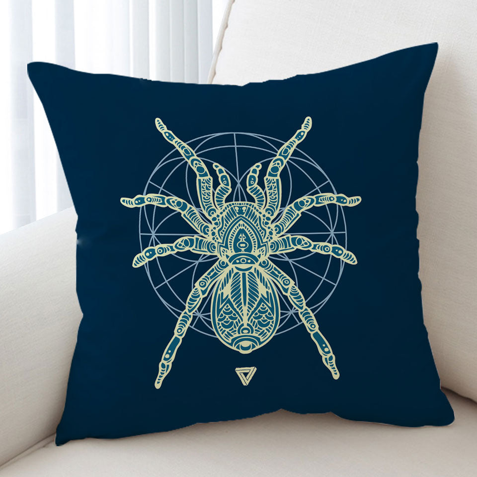 Teal Yellow Tarantula Spider Cushion Cover