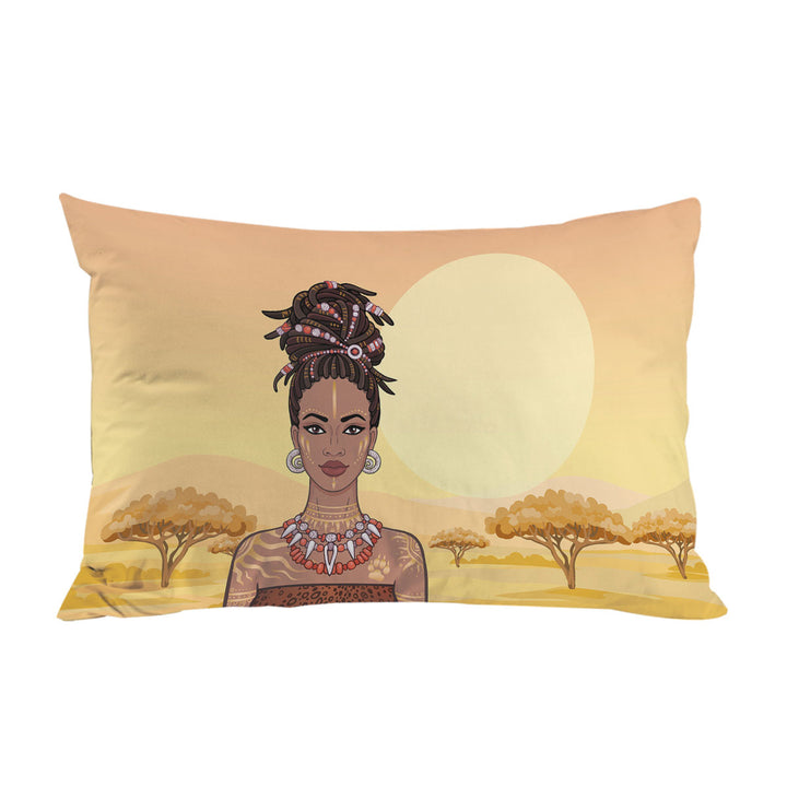 The African View Behind Beautiful African Girl Pillowcase