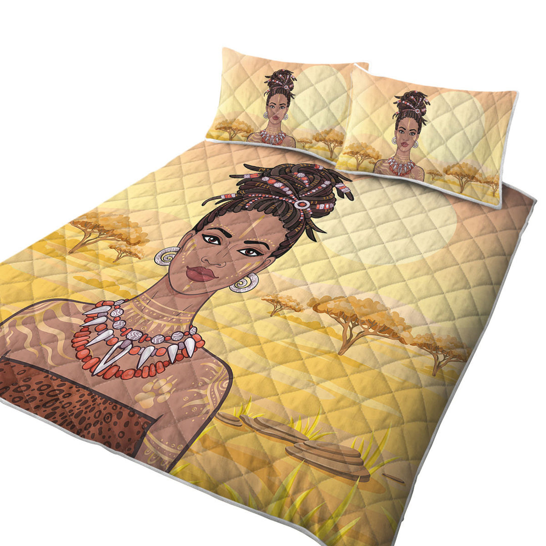 The African View Behind Beautiful African Girl Quilts