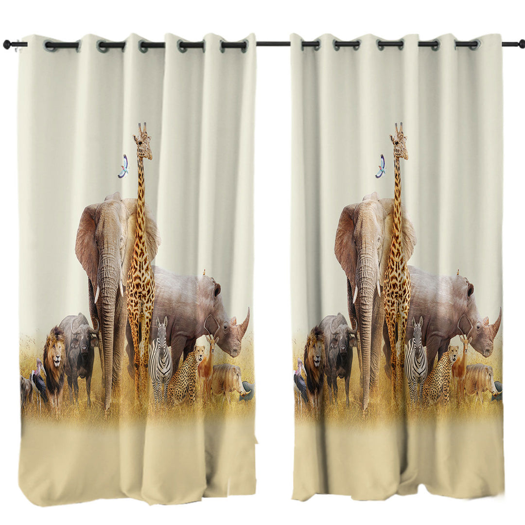 The African Wildlife Animals Curtains for Living Room