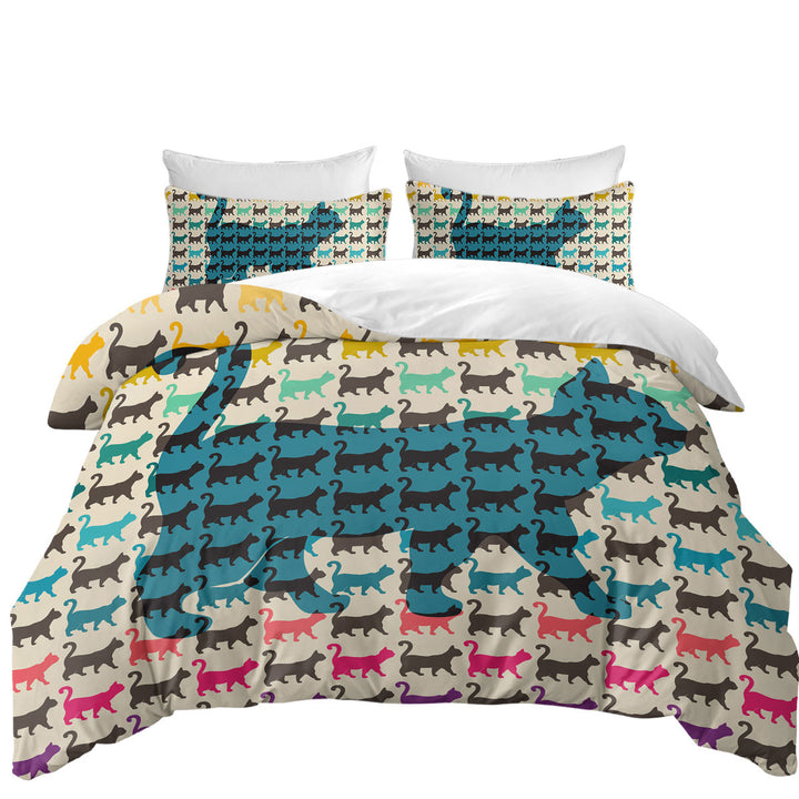 The Cat Multi Colored Cat Pattern Coverlet