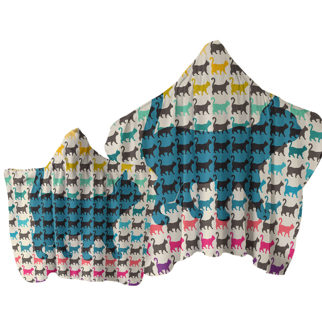 The Cat Multi Colored Cat Pattern Towel with Hood