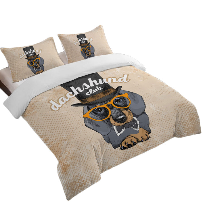 The Cool Club of Funny Elegant Dachshund Queen Size Duvet Cover