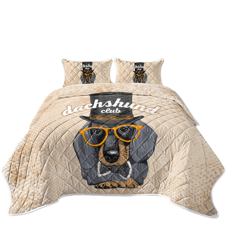 The Cool Club of Funny Elegant Dachshund Quilt