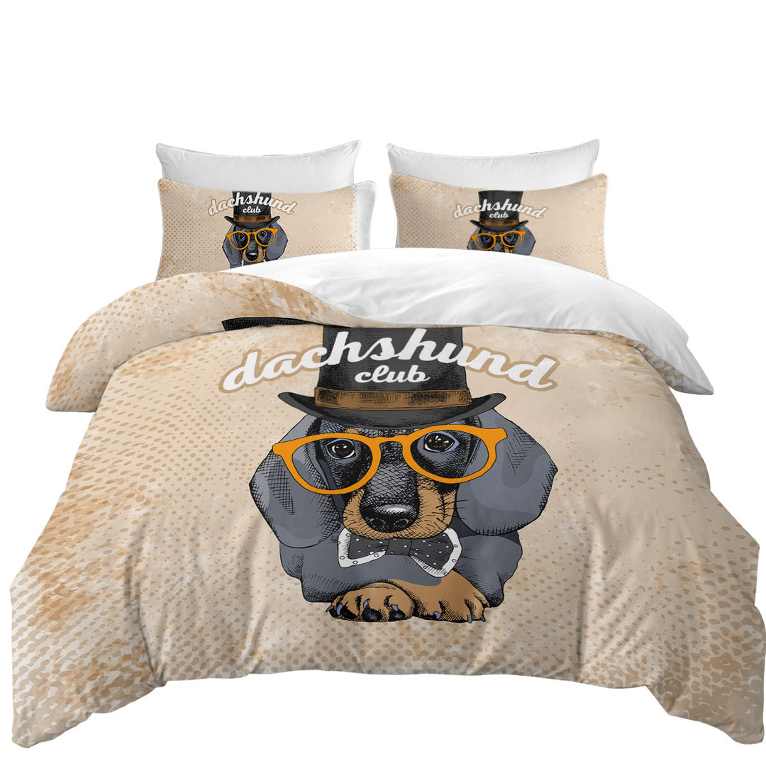 The Cool Club of Funny Elegant Dachshund Twin Duvet Covers