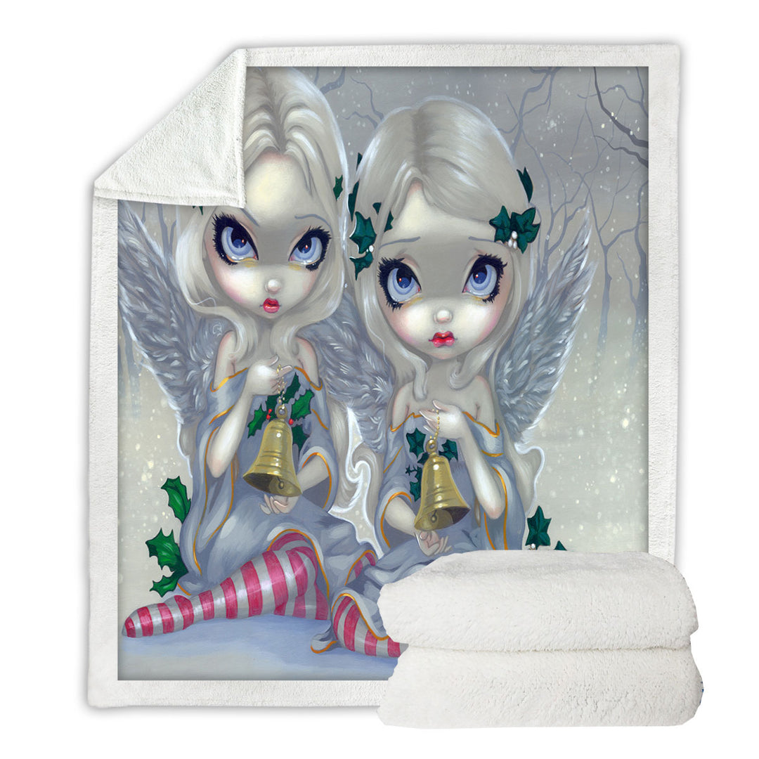 The Holly and The Ivy Beautiful Christmas Angels Throw Blanket