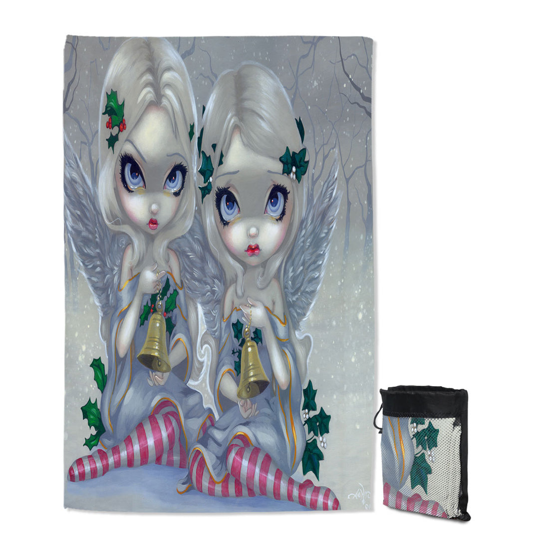 The Holly and The Ivy Beautiful Christmas Angels Travel Beach Towel