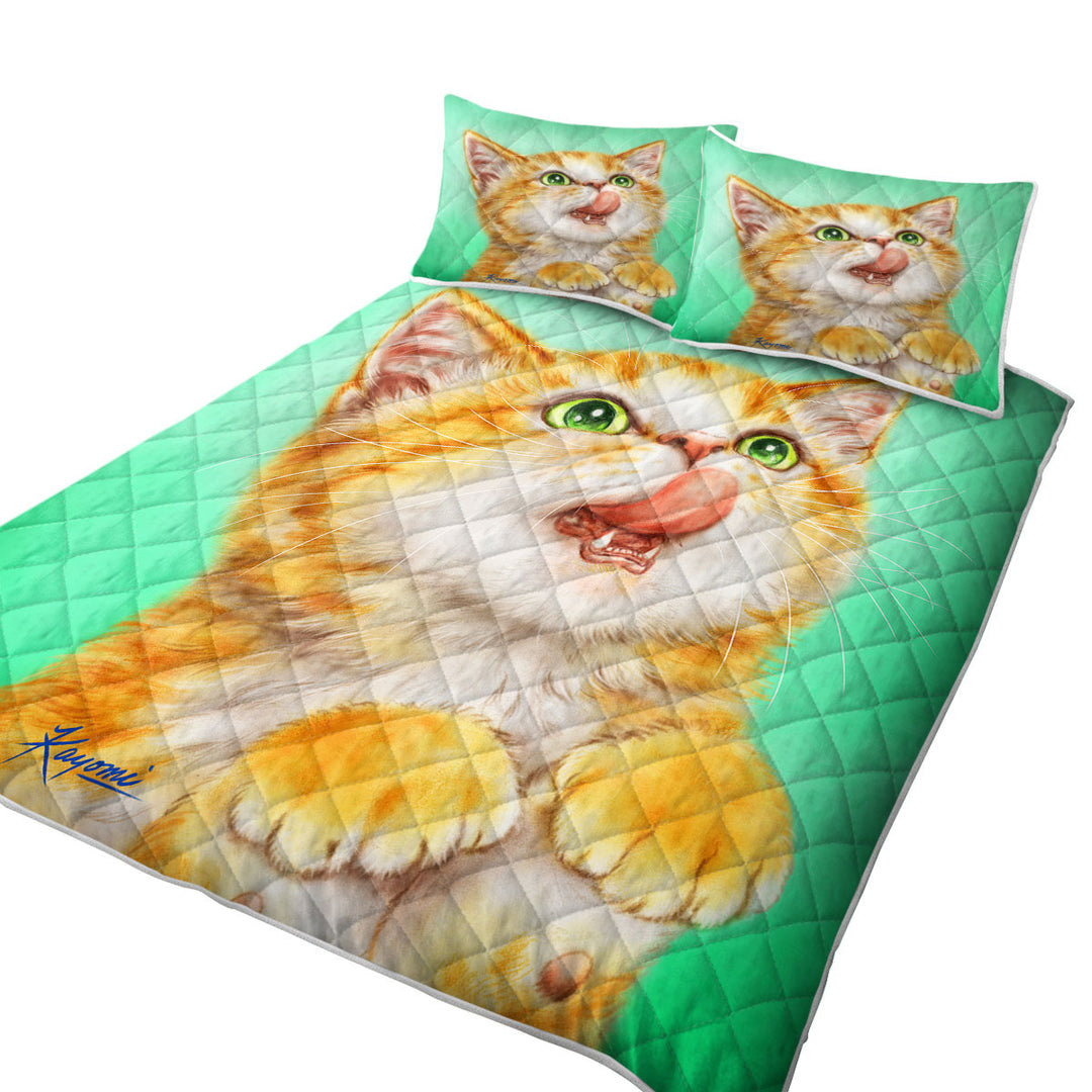 The Hungry Ginger Kitten Cute Cats Art Coverlets