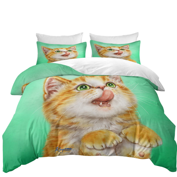 The Hungry Ginger Kitten Cute Cats Art Duvet Covers