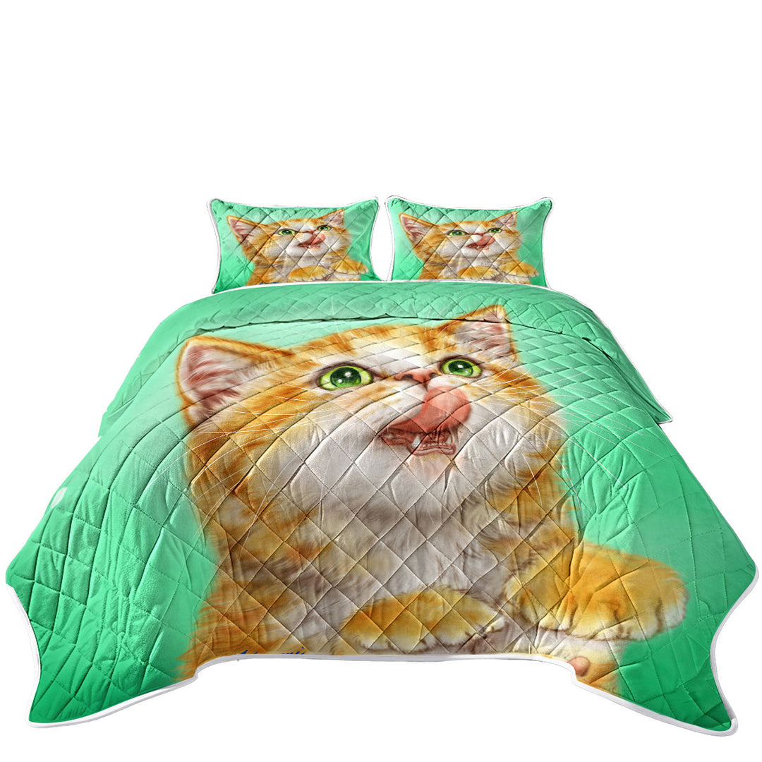 The Hungry Ginger Kitten Cute Cats Art King Size Quilt Sets