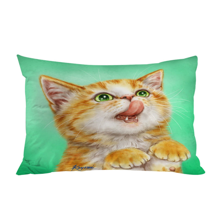 The Hungry Ginger Kitten Cute Cats Art Pillow Cases
