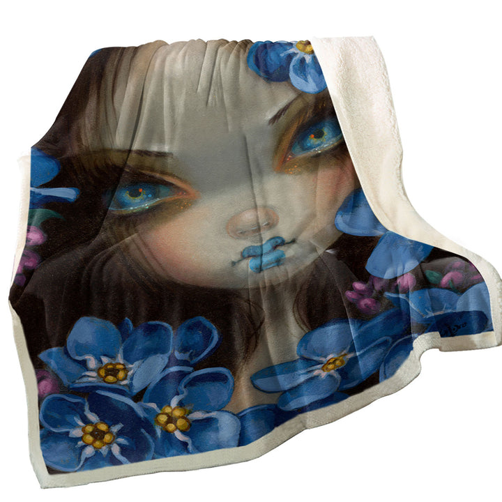 The Language of Flowers Forget Me Nots Blue Girl Sofa Blankets