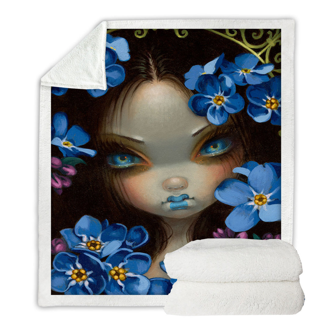 The Language of Flowers Forget Me Nots Blue Girl Throws