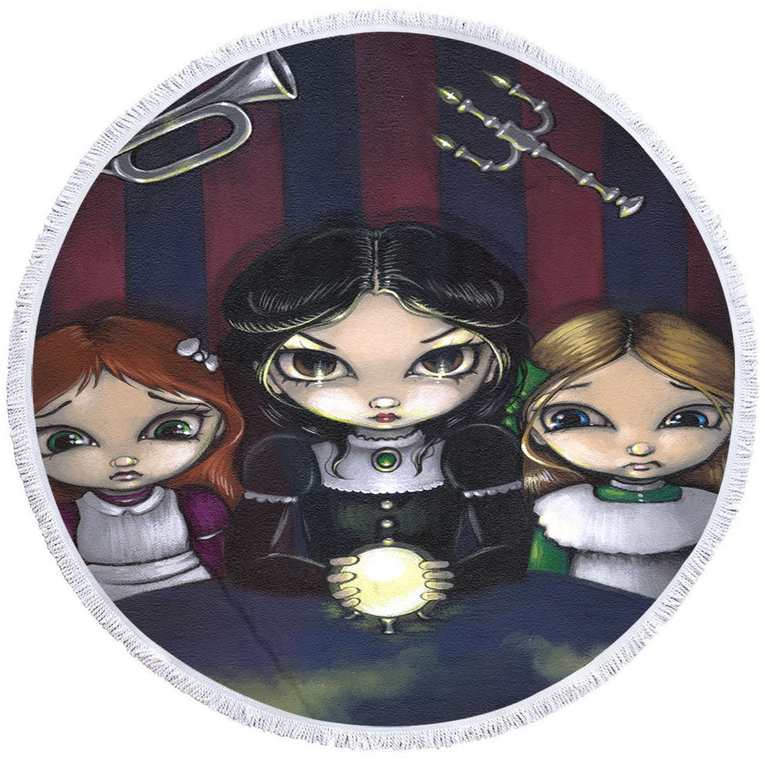 The Seance Dark Gothic Art of Three Spiritual Girls Beach Towels Near Me