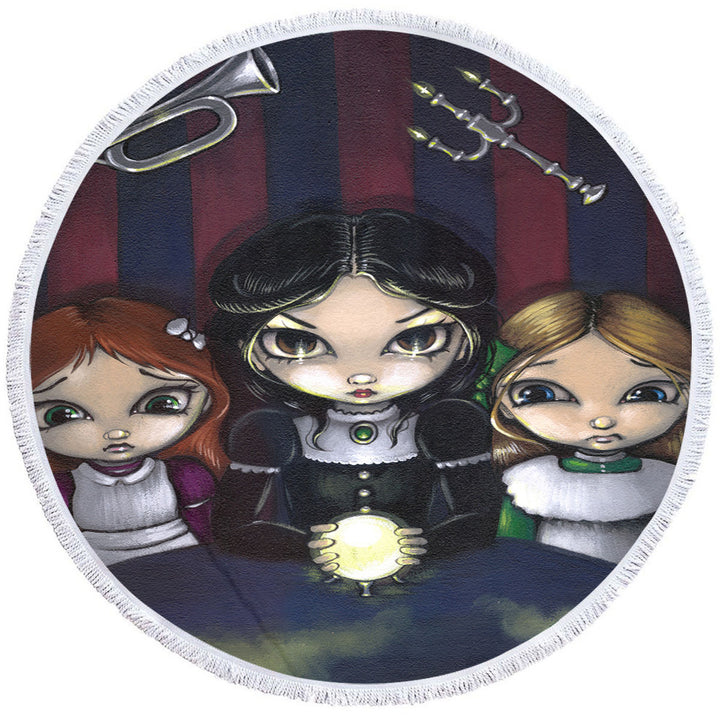 The Seance Dark Gothic Art of Three Spiritual Girls Beach Towels Near Me