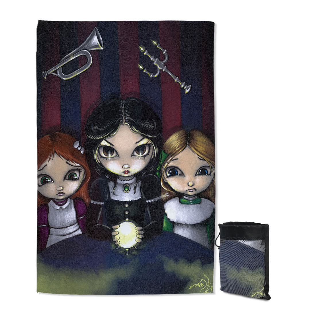 The Seance Dark Gothic Art of Three Spiritual Girls Microfiber Towels for Travel