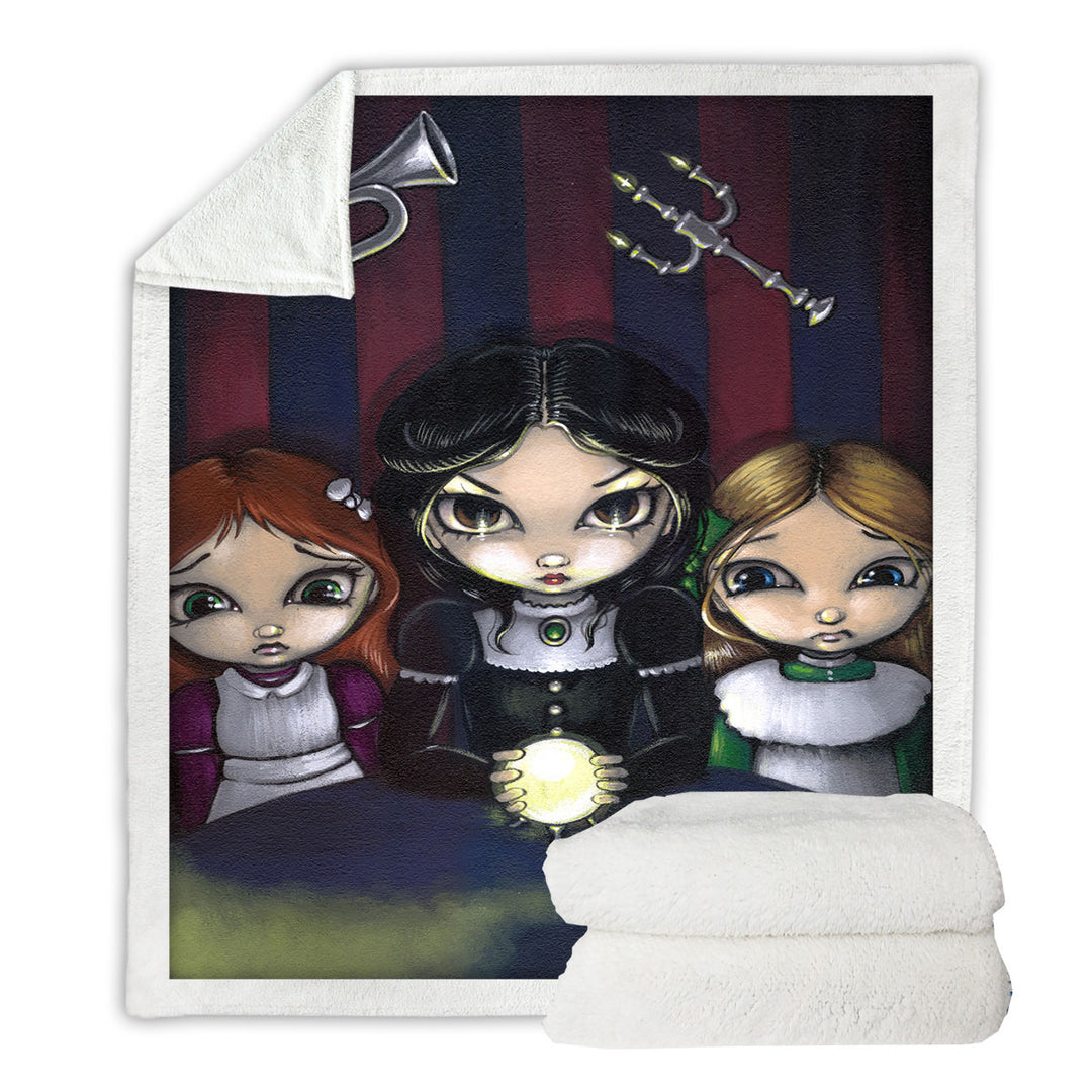 The Seance Dark Gothic Art of Three Spiritual Girls Throw Blanket