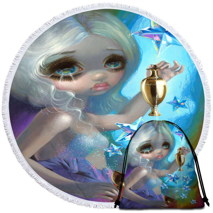 The Star Beautiful Sparkling Girl Circle Beach Towel