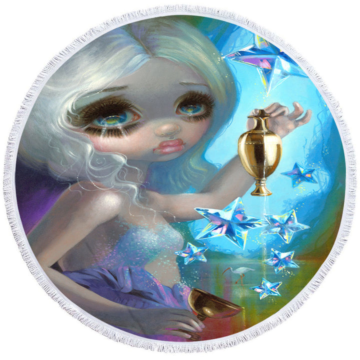 The Star Beautiful Sparkling Girl Round Beach Towel