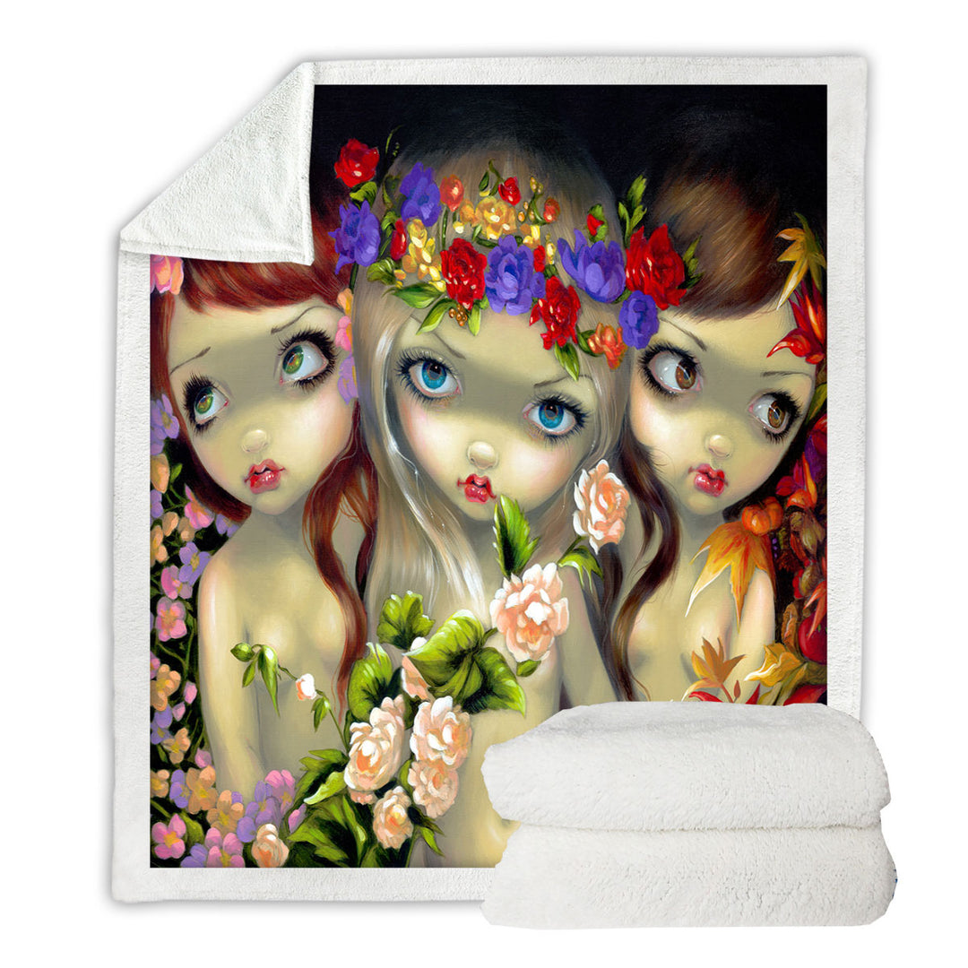 The Three Graces Beautiful Nymph Girls Decorative Blankets
