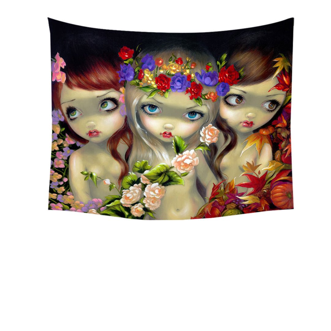 The Three Graces Beautiful Nymph Girls Wall Decor Tapestry