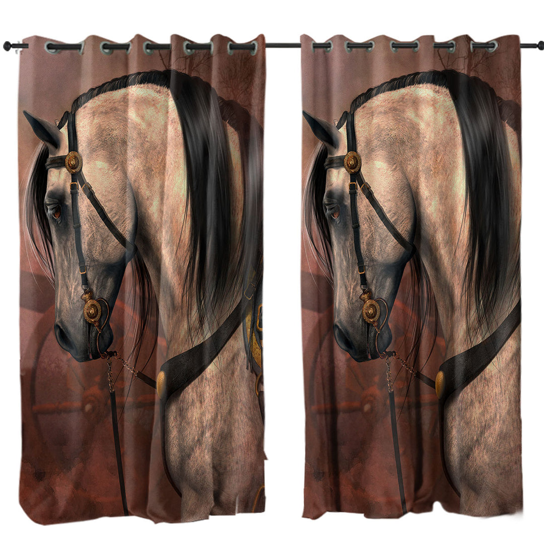 The Traveler Solid Strong White Horse Curtains for Bedroom