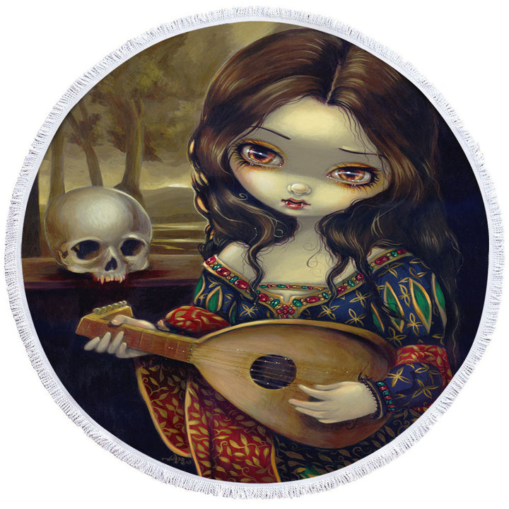 The Vampire Microfibre Beach Towels Girl Dark Art I Vampiri Il Liuto