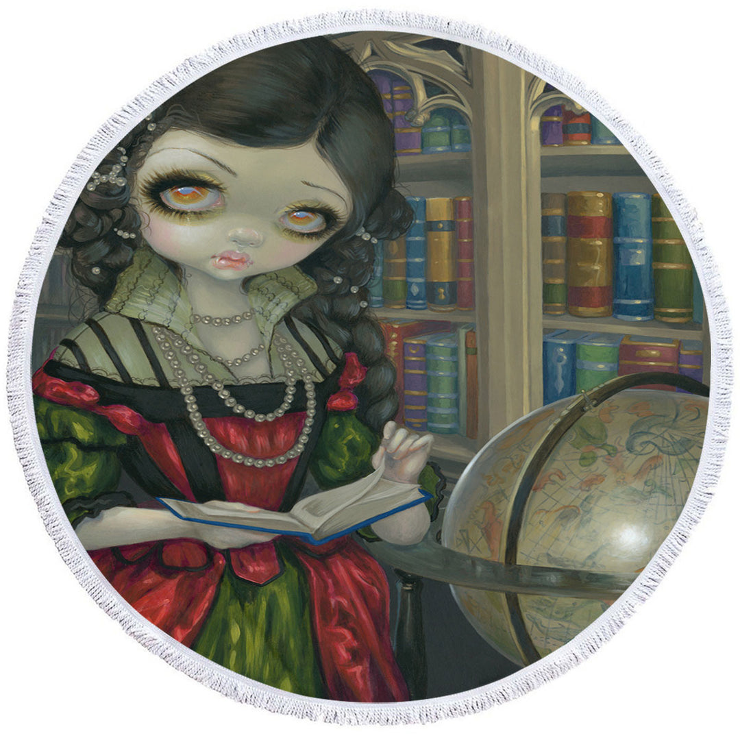 The Vampires Lightweight Beach Towel Dark Library I Vampiri La Libreria