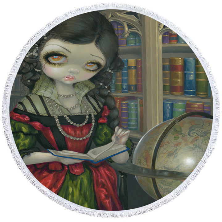 The Vampires Lightweight Beach Towel Dark Library I Vampiri La Libreria