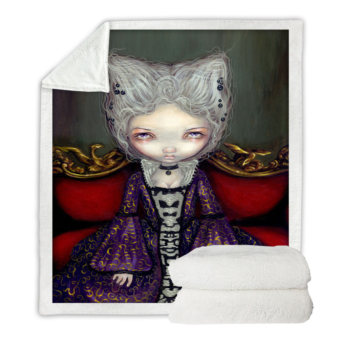 The Violet Duchess Rococo Style Portrait Maiden Sherpa Blanket