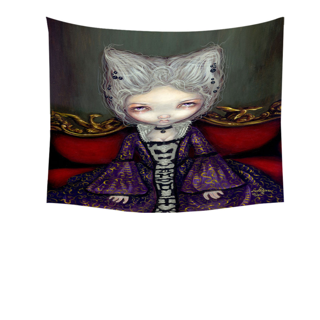 The Violet Duchess Rococo Style Portrait Maiden Tapestry Wall Art Prints