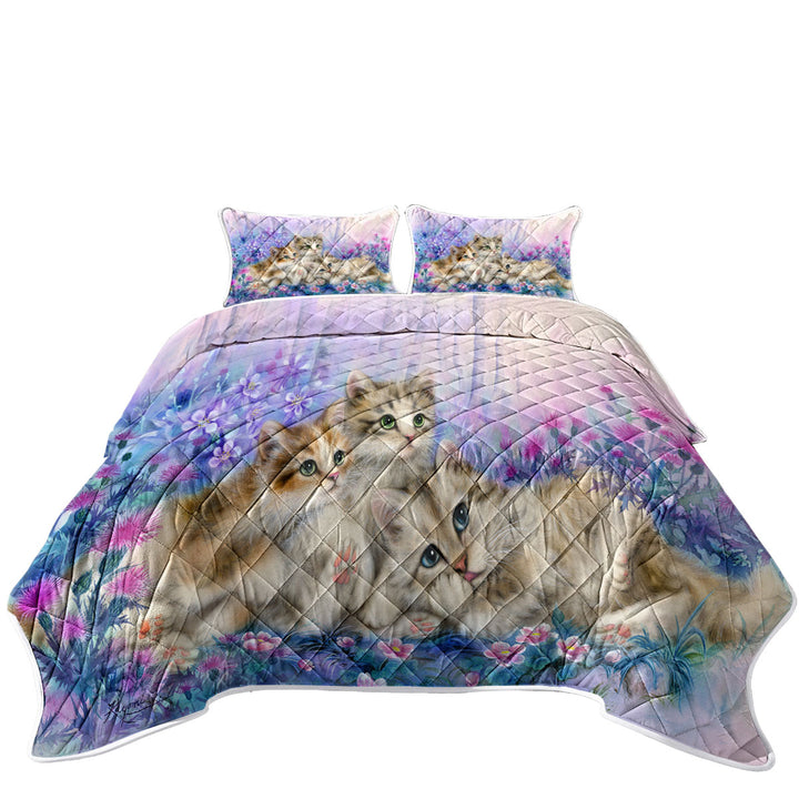 Three Little Kittens in the Flower Garden Coverlets