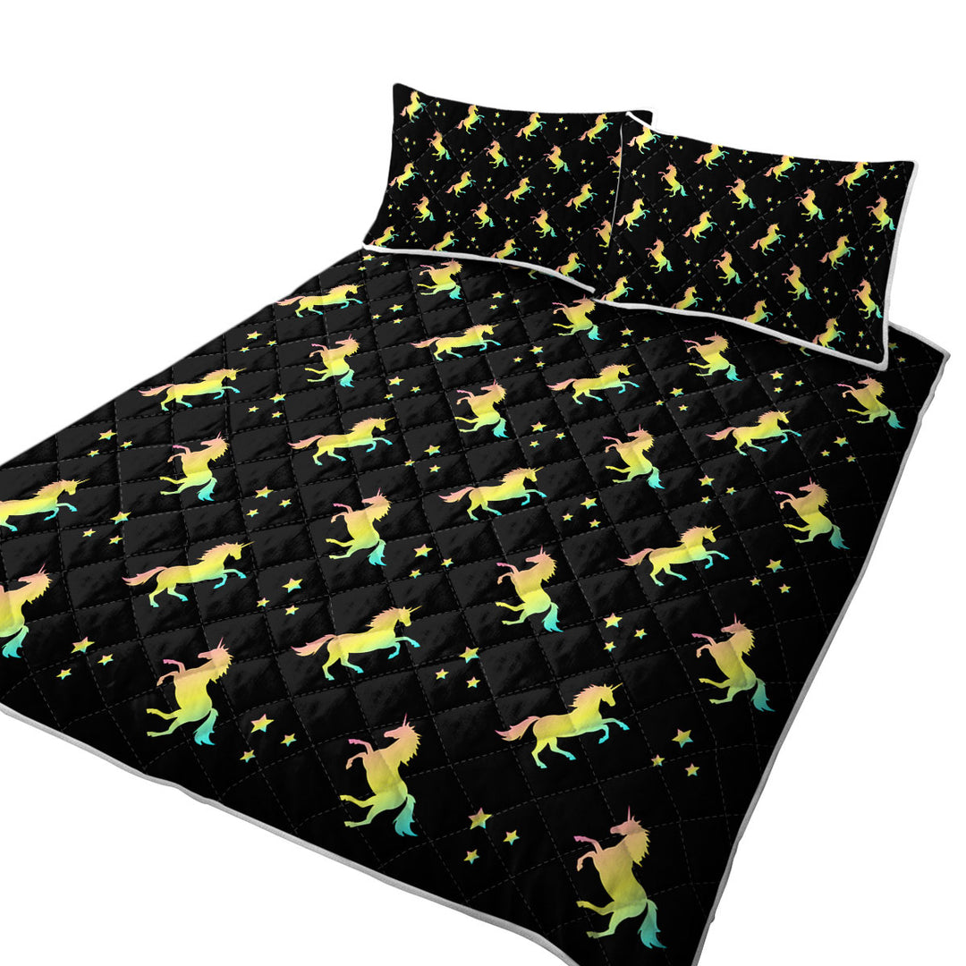 Three Stars Unicorn Pattern Coverlet
