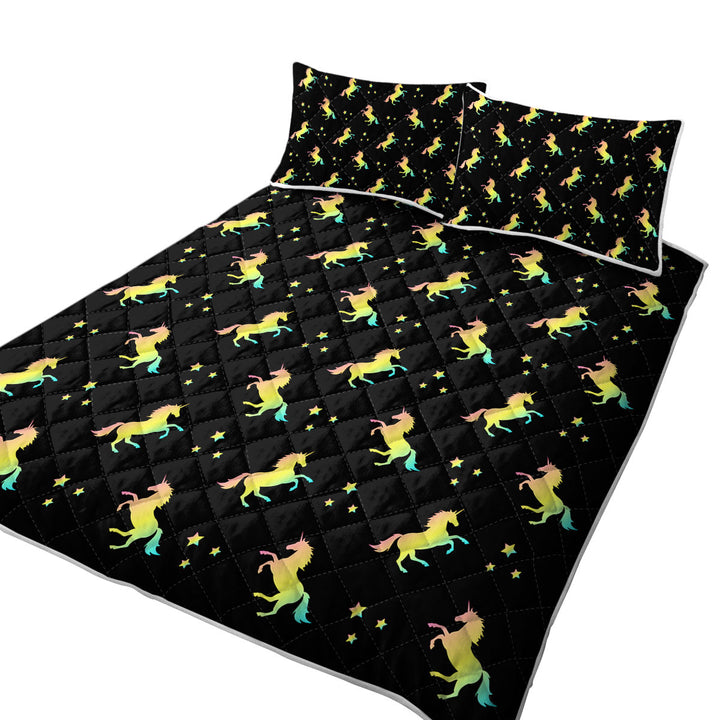 Three Stars Unicorn Pattern Coverlet