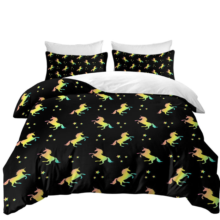 Three Stars Unicorn Pattern King Duvet Cover set