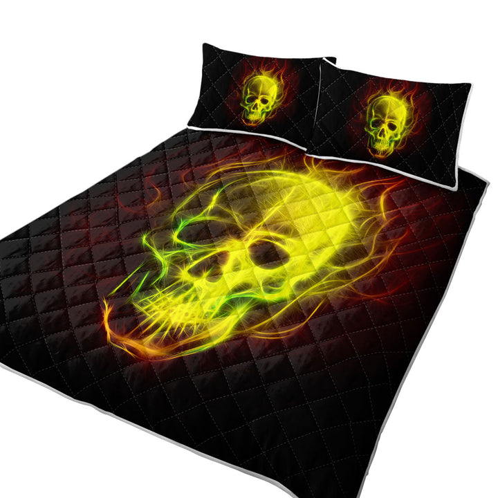Thrilling Electric Skull California King Quilt Sets